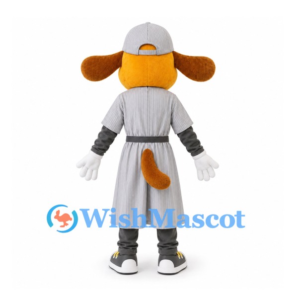 Dog Mascot Costume in Gray Baseball Dress and Cap