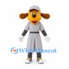 Dog Mascot Costume in Gray Baseball Dress and Cap