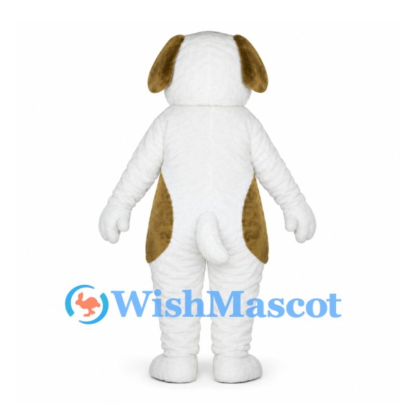 Dog Mascot Costume in White with Brown Patches