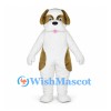 Dog Mascot Costume in White with Brown Patches