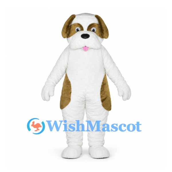 Dog Mascot Costume in White with Brown Patches