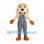 Dog Mascot Costume with Black and White Check Overalls