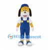 Dog Mascot Costume in Blue Overalls and Cap