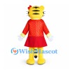 Tiger Mascot Costume with Red Dress and Floral Jacket