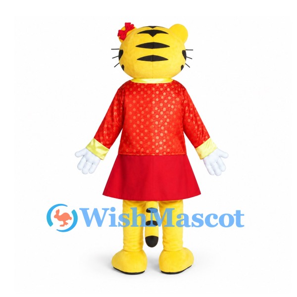 Tiger Mascot Costume with Red Dress and Floral Jacket