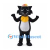 Cat Mascot Costume in Black with Yellow Scarf and Hat