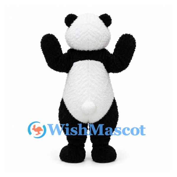 Panda Mascot Costume in Black and White with Round Belly