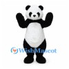 Panda Mascot Costume in Black and White with Round Belly