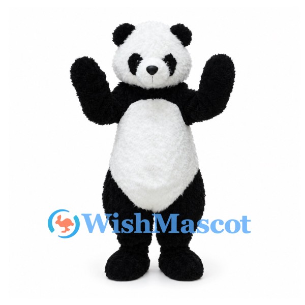 Panda Mascot Costume in Black and White with Round Belly