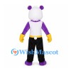 Bear Mascot Costume in Purple and White with Black Pants