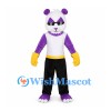 Bear Mascot Costume in Purple and White with Black Pants