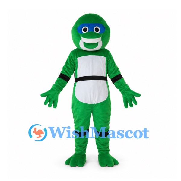 Turtle Mascot Costume in Green with Blue Eye Mask