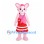 Cat Mascot Costume in Pink with Red Striped Skirt