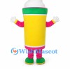 Drink Cup Mascot Costume in Yellow with White Cream Top