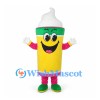 Drink Cup Mascot Costume in Yellow with White Cream Top
