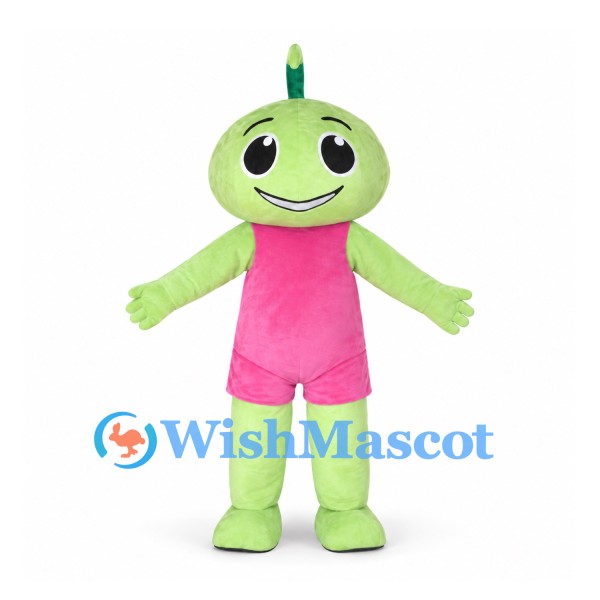 Alien Mascot Costume in Green with Pink Romper