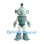 Robot Mascot Costume in Gray with Top Hat and Segmented Body