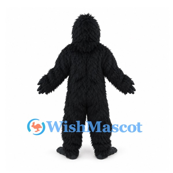 Gorilla Mascot Costume in Black with Shaggy Fur