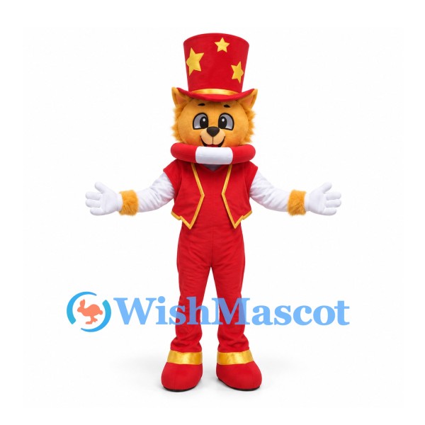 Nutcracker Mascot Costume with Red Uniform and Star Hat
