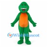 Dinosaur Mascot Costume in Green with Orange Belly