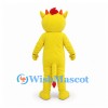 Dragon Mascot Costume in Yellow with Orange Belly and Red Spikes