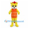 Dragon Mascot Costume in Yellow with Orange Belly and Red Spikes