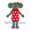 Koala Mascot Costume with Red Polka Dot Dress and Bow