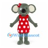 Koala Mascot Costume with Red Polka Dot Dress and Bow
