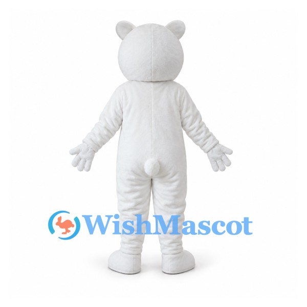 Bear Mascot Costume in White with Round Ears