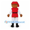 Bear Mascot Costume with Red Pirate Vest and Eye Patch