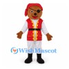 Bear Mascot Costume with Red Pirate Vest and Eye Patch