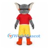 Wolf Mascot Costume with Red Goggles and Yellow Shorts