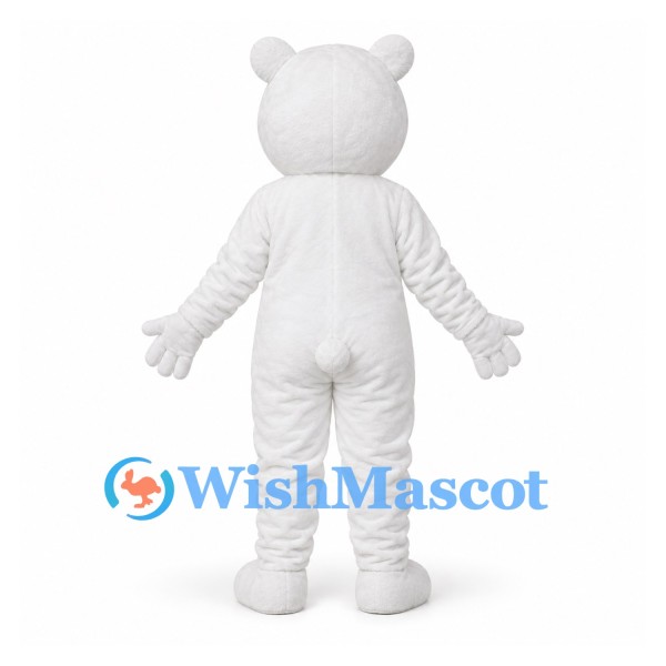 Bear Mascot Costume in White with Rounded Body