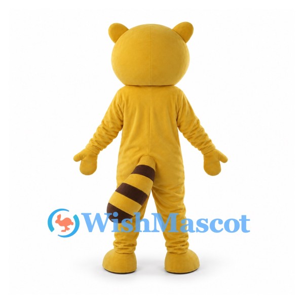 Raccoon Mascot Costume in Gold with Dark Eye Mask