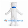 Bear Mascot Costume in White with Blue Scarf