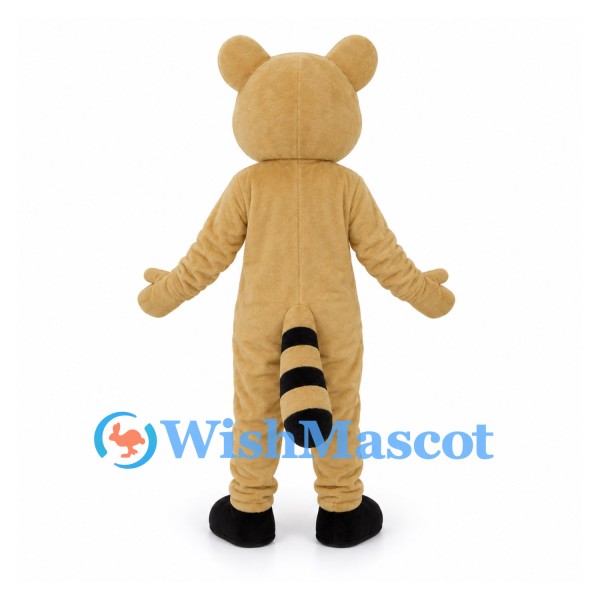 Raccoon Mascot Costume in Tan with Striped Tail