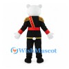 Bear Mascot Costume with Black Soldier Uniform and Red Sash