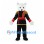 Bear Mascot Costume with Black Soldier Uniform and Red Sash