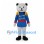 Bear Mascot Costume with Blue Soldier Jacket and Gold Trim