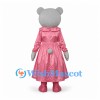 Bear Mascot Costume in Gray with Pink Satin Dress