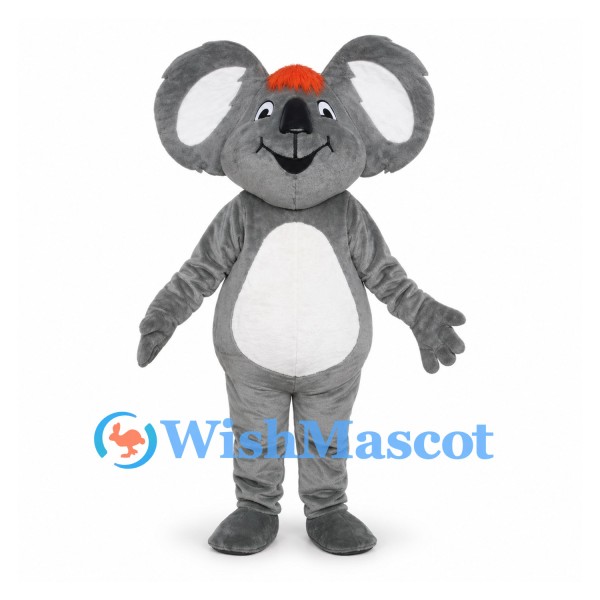 Koala Mascot Costume in Gray with Orange Cap