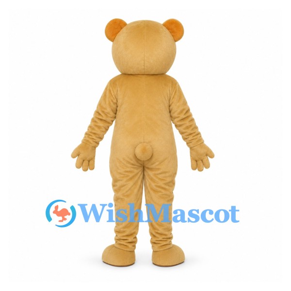 Bear Mascot Costume in Gold with Red Bow Tie