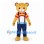 Bear Mascot Costume with Striped Shirt and Navy Suspenders