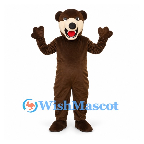 Bear Mascot Costume in Dark Brown with Beige Muzzle