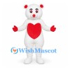 Bear Mascot Costume in White with Red Heart Belly