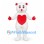 Bear Mascot Costume in White with Red Heart Belly