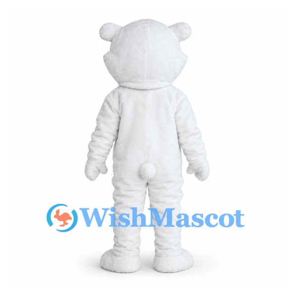 Bear Mascot Costume in White with Large Blue Eyes