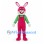 Rabbit Mascot Costume in Pink with Green Shirt and Overalls