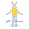Rabbit Mascot Costume in Gray with Yellow Vest and Bow Tie
