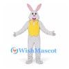 Rabbit Mascot Costume in Gray with Yellow Vest and Bow Tie